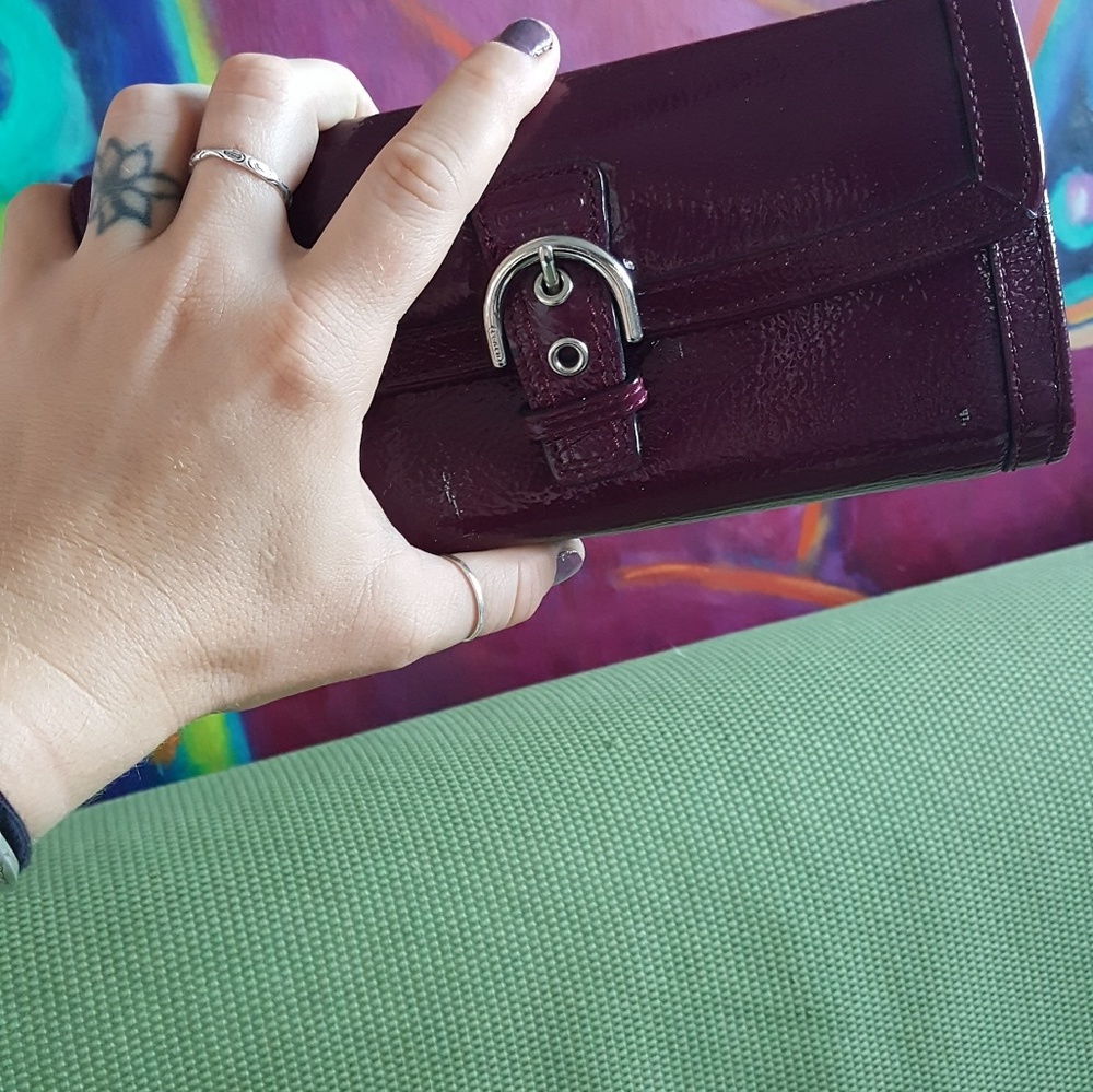 Coach Eggplant Patent Leather Wallet - Picture 2 of 6